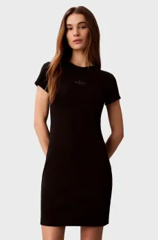 Женское черное платье MONOLOGO BABY RIB Черный M Calvin Klein Jeans LV047F241G