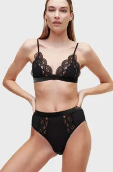 Женский черный бюстгальтер EMBROIDERED Черный S Karl Lagerfeld 235W2120