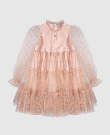 Детское розовое платье с оборками