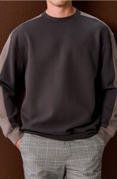 Світшот з круглим вирізом і лампасами - темно-сірий