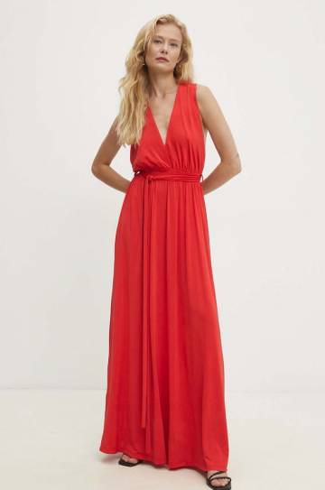 Платье Answear Lab цвет красный maxi расклешённая Платье Answear Lab цвет красный maxi расклешённая