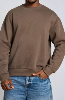 Світшот із круглим вирізом і принтом - сіро-коричневий