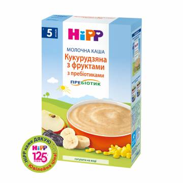 Детская молочная каша HiPP Кукурузная с фруктами, с пребиотиками, от 5 месяцев, 250 г Детская молочная каша HiPP Кукурузная с фруктами, с пребиотиками, от 5 месяцев, 250 г