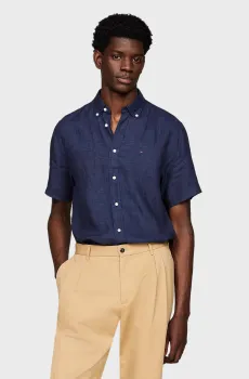 Мужская темно-синяя льняная рубашка PIGMENT DYED LINEN RF Синий S Tommy Hilfiger MW0MW35207