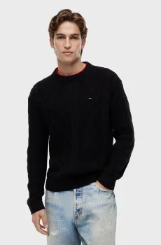 Мужской черный свитер REG CABLE KNIT SWEATER Черный L Tommy Jeans DM0DM23405