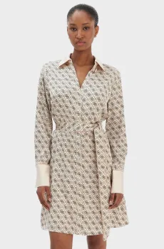 Женское бежевое платье с узором Бежевый L Guess W6RK90.WF1T2;P1WE