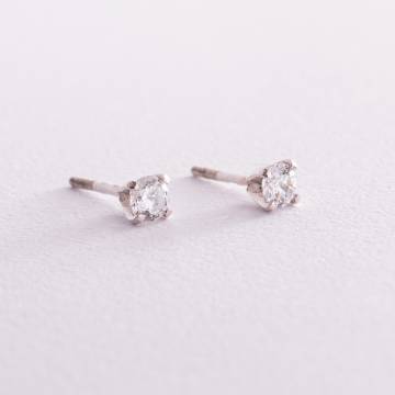 Серебряные серьги - пусеты с фианитами (5мм) 12328 Серебряные серьги - пусеты с фианитами (5мм) 12328
