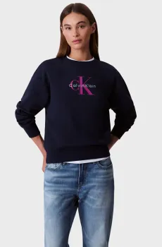 Женский темно-синий свитшот LS MONOLOGO FRENCH TERRY RLXD CN Синий XS Calvin Klein Jeans LV047B234G