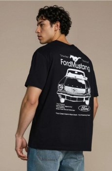 Бавовняна футболка з принтом на спині Ford - чорний