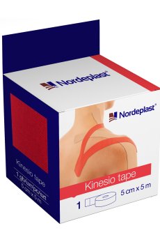 Кинезио тейп медицинский пластырь Nordeplast  Kinesio Tape красный, 5 см*5 м