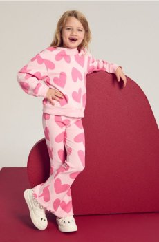 Вязаний комплект з принтом сердець - різнобарвний