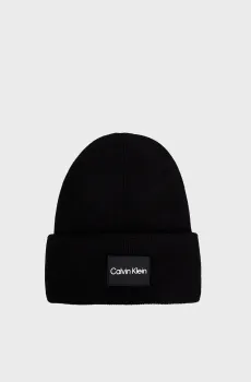 Мужская черная шапка FINE COTTON RIB BEANIE Черный ONESIZE Calvin Klein K50K510986