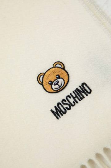 Шерстяной шарф Moschino цвет бежевый однотонный M5783 50124 Шерстяной шарф Moschino цвет бежевый однотонный M5783 50124