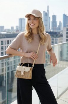 Бавовняна футболка з коротким рукавом - бежевий