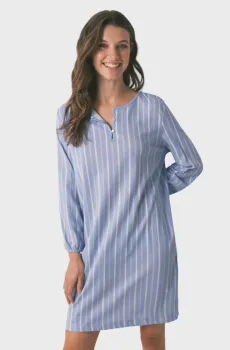 Женская голубая ночная рубашка в полоску Голубой S womensecret 4442113