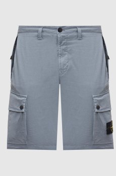 Голубые шорты-карго с патчем