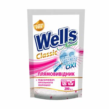 Кислородный пятновыводитель для тканей Wells Natural Classic Oxi универсальный, 200 г Кислородный пятновыводитель для тканей Wells Natural Classic Oxi универсальный, 200 г