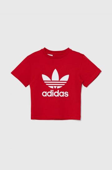 Детская хлопковая футболка adidas Originals TREFOIL TEE цвет красный с принтом IY2387 Детская хлопковая футболка adidas Originals TREFOIL TEE цвет красный с принтом IY2387
