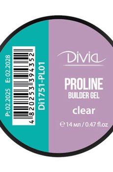 Гель для наращивания ногтей Divia ProLine Builder Gel PL01 Clear, 14 мл