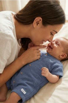 Однотонний бавовняний комбінезон - mid blue