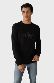 Мужской черный свитер CHENILLE MONOLOGO SWEATER Черный L Calvin Klein Jeans J30J326887