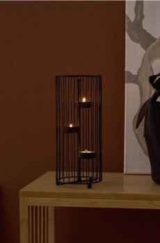 Декоративний свічник у формі клітки на три свічки-чайники - чорний