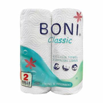 Бумажные полотенца Boni Classic, 2-х слойные, белые, 2 шт Бумажные полотенца Boni Classic, 2-х слойные, белые, 2 шт