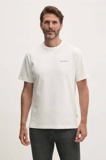 Хлопковая футболка Pepe Jeans AUSTIN мужская цвет белый с принтом PM509631 Хлопковая футболка Pepe Jeans AUSTIN мужская цвет белый с принтом PM509631