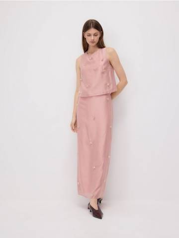 Reserved - Спідниця з аплікацією - пильно-рожевий - 090IT-39X