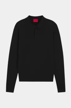 Мужское черное приталенное поло Черный M HUGO 10496