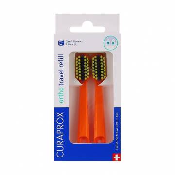 Набор сменных ортодонтических насадок для зубной щетки для путешествий Curaprox CS 5460 Ortho Travel Refill оранжевый, 2 шт