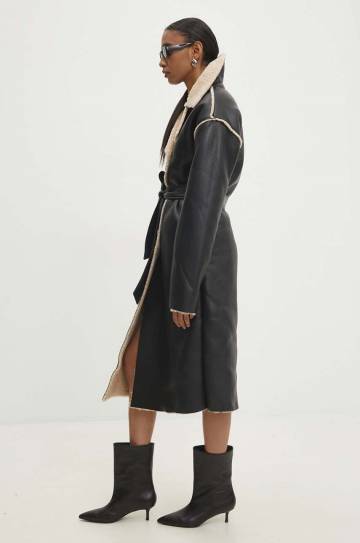 Пальто Answear Lab женский цвет чёрный переходной oversize Пальто Answear Lab женский цвет чёрный переходной oversize