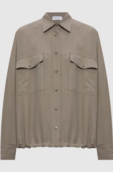 Коричневая рубашка с льном