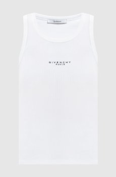 Белый топ в рубчике с логотипом