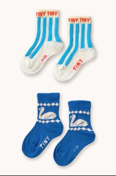 Детские носки Tinycottons BLUE STRIPES & SWAN MEDIUM SOCKS 2 шт