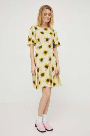 Платье PS Paul Smith цвет жёлтый mini расклешённая Платье PS Paul Smith цвет жёлтый mini расклешённая