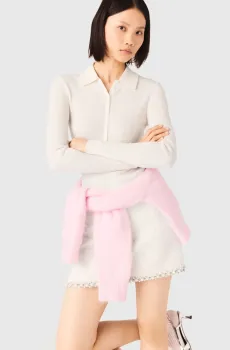 Женское белое шерстяное поло Белый 36 MAJE MFPPU01002_Ecru