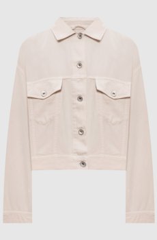 Джинсовая куртка цвета айвори с цепочкой мониль