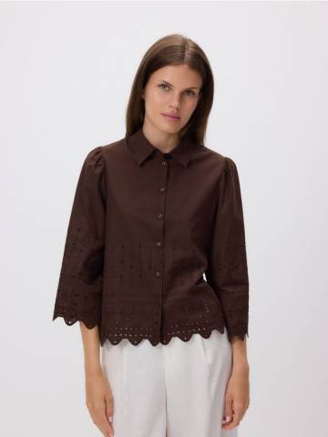 Reserved - Сорочка з ажурним візерунком - темно коричневий - 250GC-89X