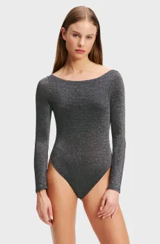 Женское темно-серое боди signature lurex Серый S Karl Lagerfeld A4W47010