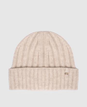 Бежевая шапка из кашемира с логотипом