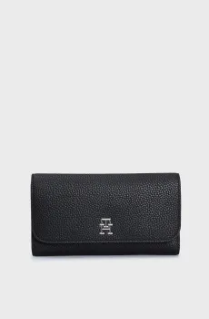 Женский черный кошелек TH EMBLEM LARGE FLAP Черный ONESIZE Tommy Hilfiger AW0AW14888