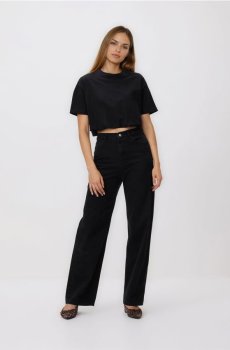 Reserved - Коротка футболка зі зборками - чорний - 273HT-99X