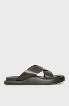 Мужские черные кожаные слайдеры Tyrion Черный 41 PRPY PRSLT0916M