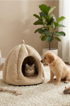 Закрите лежанка для тварин - нюдовий