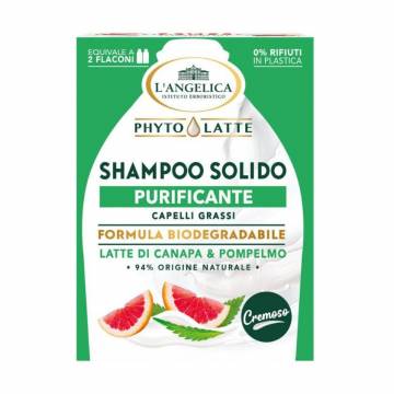 Очищающий твердый шампунь для волос LAngelica Phyto Latte с конопляным молоком и грейпфрутом, 60 г Очищающий твердый шампунь для волос LAngelica Phyto Latte с конопляным молоком и грейпфрутом, 60 г