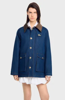 Женская темно-синяя джинсовая куртка Синий 36 Sandro SFPOU00710_Blue Jean