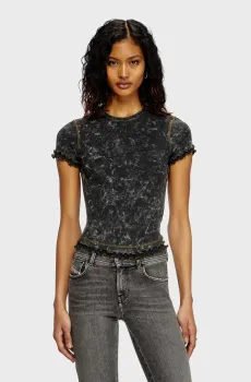 Женский черный топ с узором T-FLU MAGLIETTA Черный S Diesel A16657 0JQAT