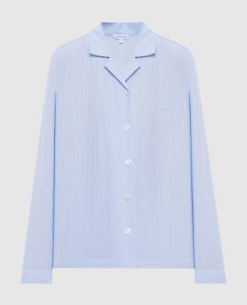 Голубая пижамная рубашка в полоску