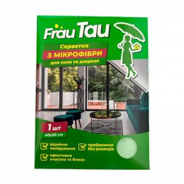 Салфетка для стекла и зеркал Frau Tau из микрофибры, 1 шт